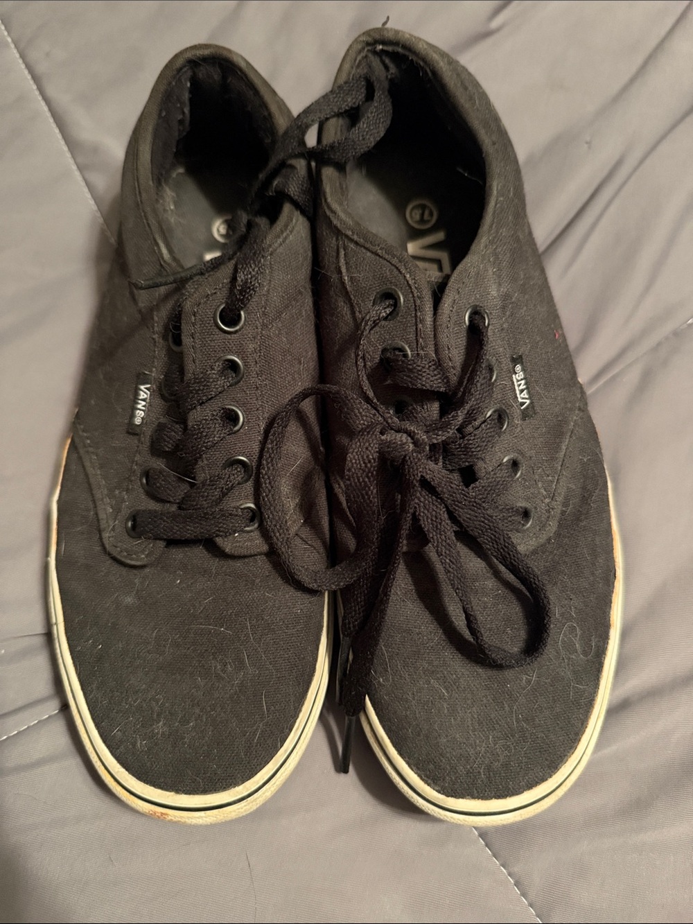 Vans Black Canvas Low-Top Sneakers with Off-White Trim